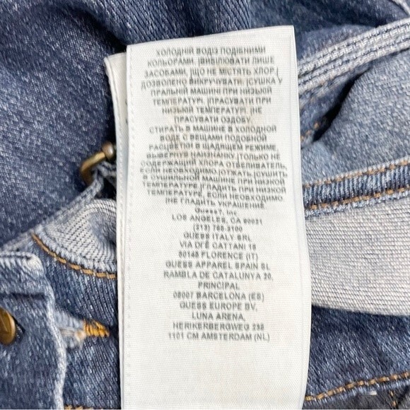 Vintage Guess Jeans Distressed Denim Overalls Medium Wash Straight Leg Size 26 2 - Picture 14 of 16